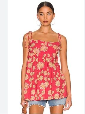 Indigo Molly Tunic Hollyhock Combo FREE PEOPLE Size M adjustable Shoulder tie